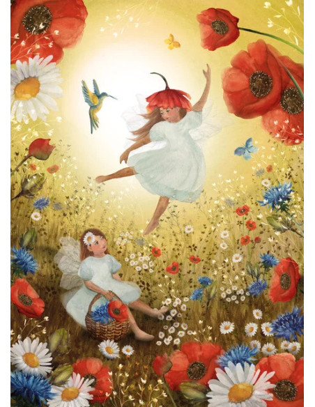 Ansichtkaart zomer elfjes Bijdehansje