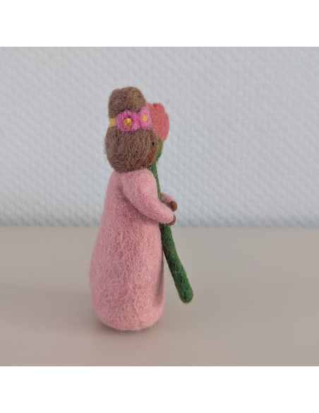 Vilten bloemenfee roze