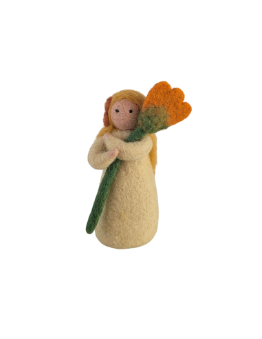 Vilten bloemenfee geel