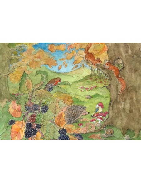 Ansichtkaart egel in bos Margo Heine