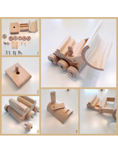 Houten bulldozer bouwpakket