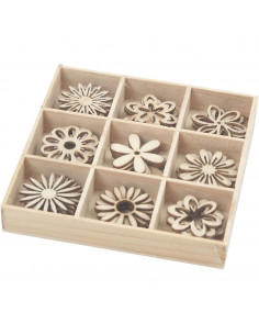Houten mini figuurtjes bloemen 2