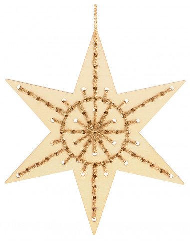 Kerstster hout borduren