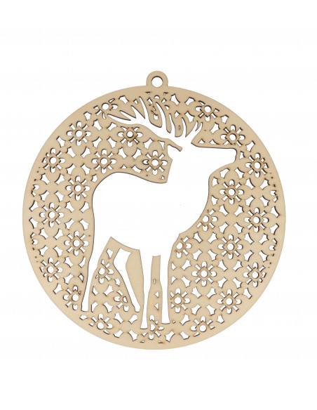 XL houten kerstbal hert