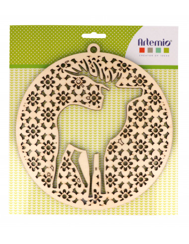 XL houten kerstbal hert