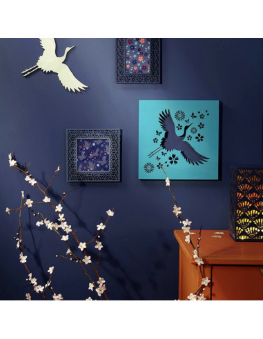 Wandpaneel kraanvogels met bloemen