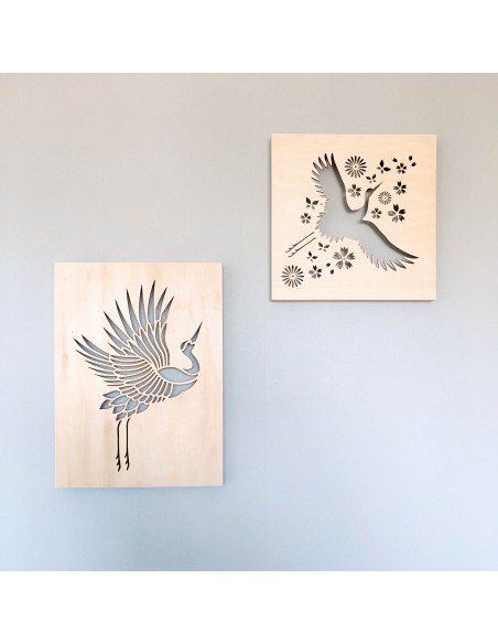 Wandpaneel kraanvogels met bloemen