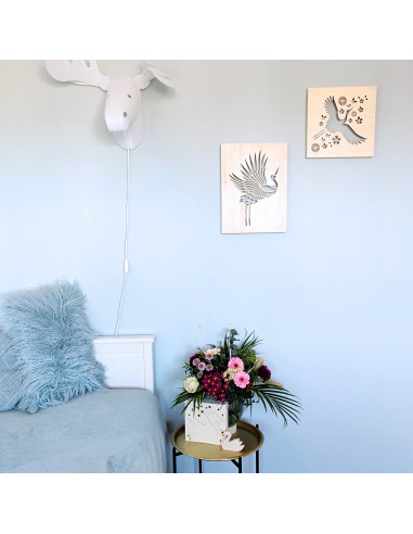 Wandpaneel kraanvogels met bloemen