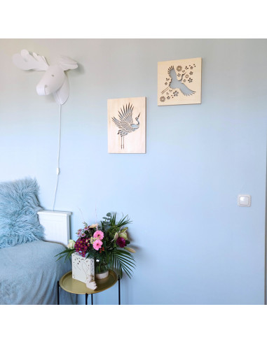 Wandpaneel kraanvogels met bloemen