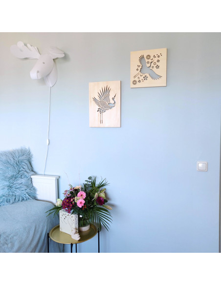 Wandpaneel kraanvogels met bloemen