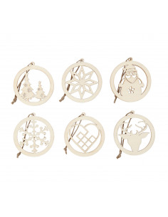 Houten kerstbal assorti