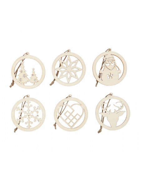 Houten kerstbal assorti