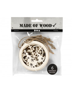 Houten kerstbal assorti 2