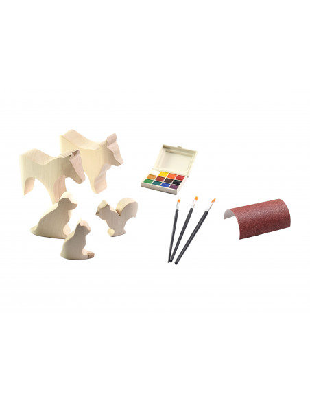 Houten dieren schilderset