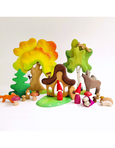 Eikenboom XL met specht in herfstkleuren