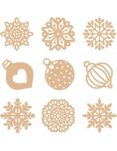 Houten mini figuurtjes kerstbal/ sneeuwvlok 2